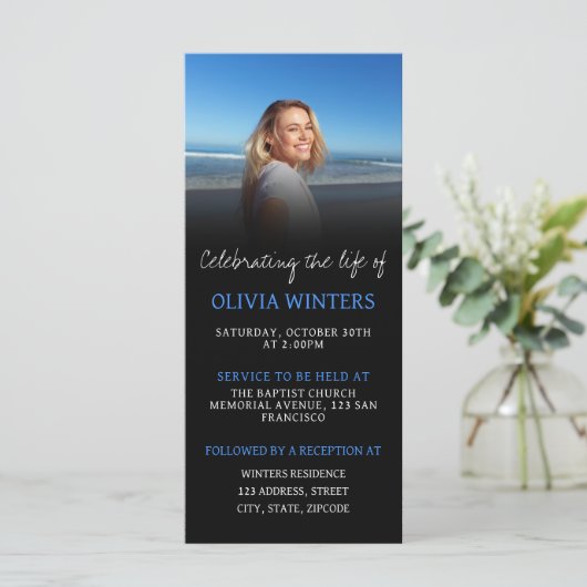 Célébration de la vie Invitation avec photo (Debout devant)