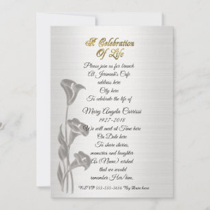 Célébration de la vie Invitation Calla Lys