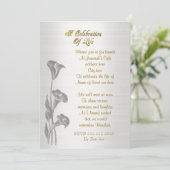 Célébration de la vie Invitation Calla Lys (Debout devant)