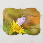 Célébration de la vie Invitation Cassius Papillon (Devant / Derrière)