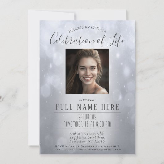 Célébration de la vie - Invitation commémorative A (Devant)