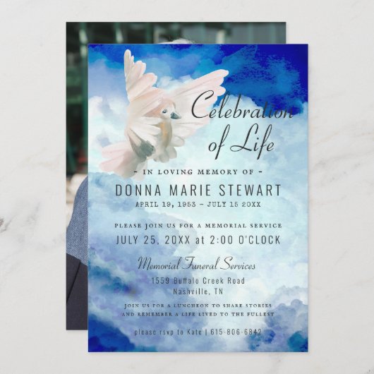 Célébration de la vie | Invitation commémorative f (Devant / Derrière)