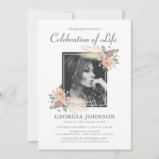 Célébration de la vie | Invitation de photos commé (Devant)