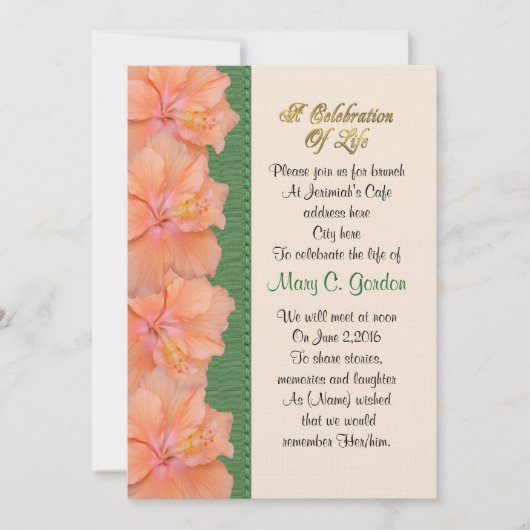 Célébration de la vie Invitation hibiscus (Devant)