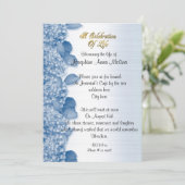 Célébration de la vie Invitation hydrangea blue (Debout devant)