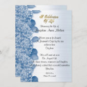 Célébration de la vie Invitation hydrangea blue (Devant / Derrière)