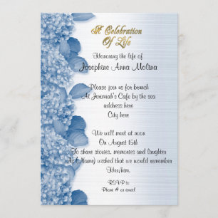 Célébration de la vie Invitation hydrangea blue