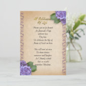 Célébration de la vie Invitation hydrangée (Debout devant)