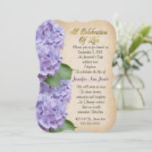 Célébration de la vie Invitation hydrangée (Debout devant)