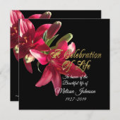 Célébration de la vie Invitation Lily asiatique (Devant / Derrière)