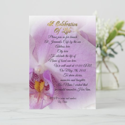 Célébration de la vie Invitation orchidée (Debout devant)