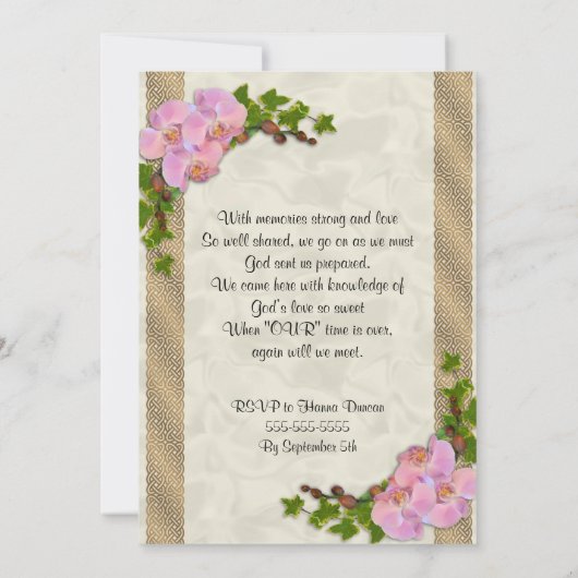 Célébration de la vie Invitation orchidées (Dos)