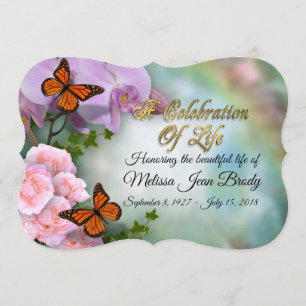 Célébration de la vie Invitation papillons orchidé