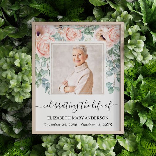 Célébration de la vie Photo Blush Pink Peony Memor