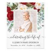 Célébration de la vie Photo Rouge Blanc Roses Memo (Devant)