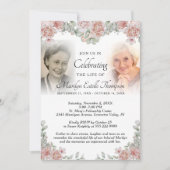 Célébration de la vie rose florale Invitation phot (Devant)