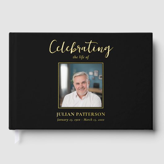 Célébration de la vie Simple Photo Gold Foil Funér (Recto)