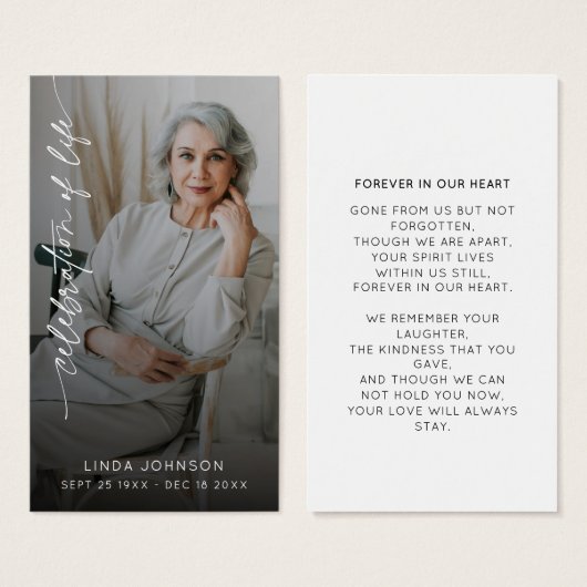 Célébration de la vie Souvenir Photo Funérailles (Devant & derrière)