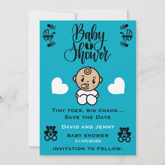 Célébration de l'arrivée de bébé Save The Date (Devant)