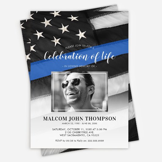 Célébration de Life Cop Photo Memorial Invitation