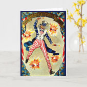 Célébration du 4 juillet vintage - Carte Oncle Sam (Fleur jaune)
