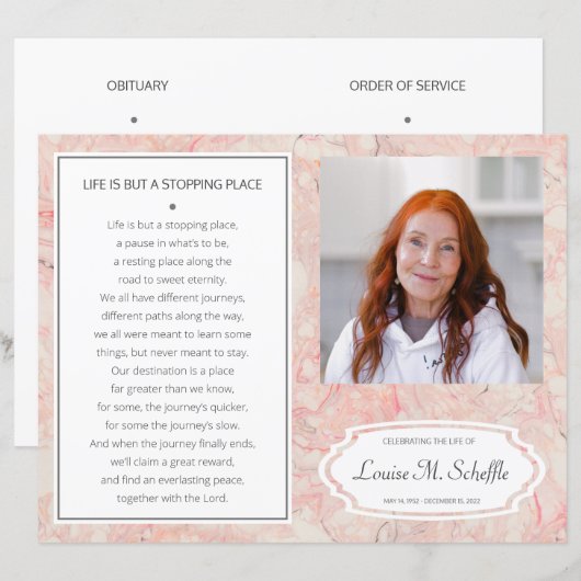 Célébration du marbre rose du programme funéraire (Devant / Derrière)