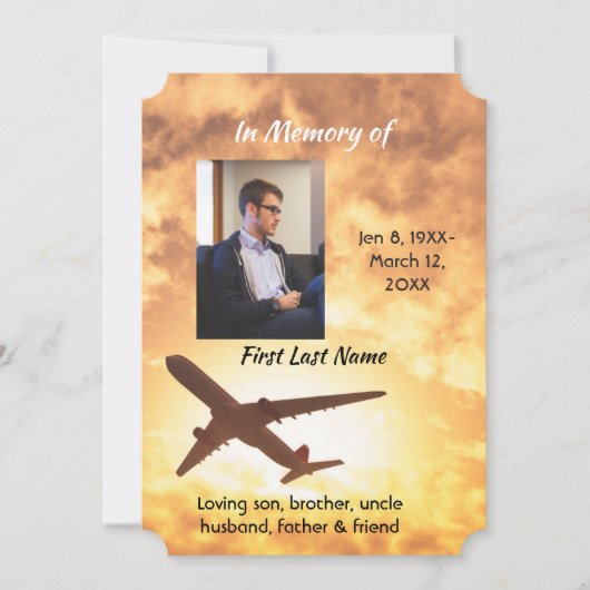 Célébration du pilote d'avion Invitation à vie (Devant)