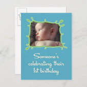 Célébration d'un premier Invitation d'anniversaire (Devant / Derrière)