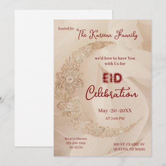 Célébration élégante d'Eid Invitation à la fête d (Devant / Derrière)