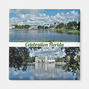 Celebration Florida Square Magnet 2 Photos Magneet