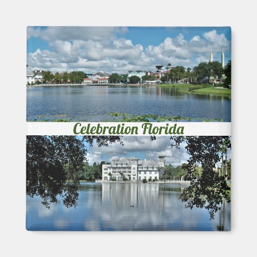 Celebration Florida Square Magnet 2 Photos Magneet (Voorkant)