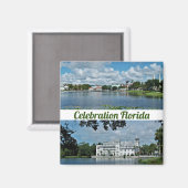 Celebration Florida Square Magnet 2 Photos Magneet (Voorkant / Achterkant)