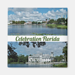 Celebration Florida Square Magnet 2 Photos Magneet