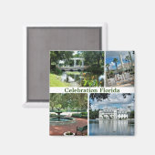 Celebration Florida Square Magnet 4 Afbeeldingen Magneet (Voorkant / Achterkant)