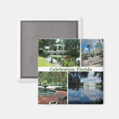 Celebration Florida Square Magnet 4 Afbeeldingen Magneet (Voorkant / Achterkant)