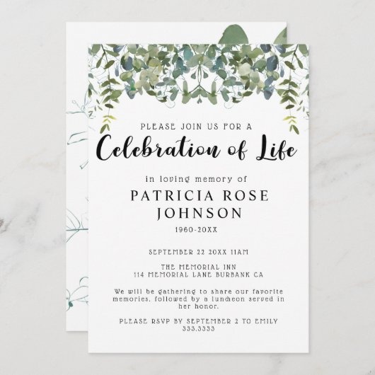 Célébration funéraire de la Faire-part de vie (Devant / Derrière)