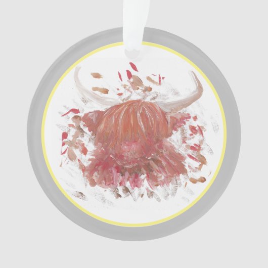 Celebration Highland Koe Happy Scottish Gray Ornam Ornament (voorkant)