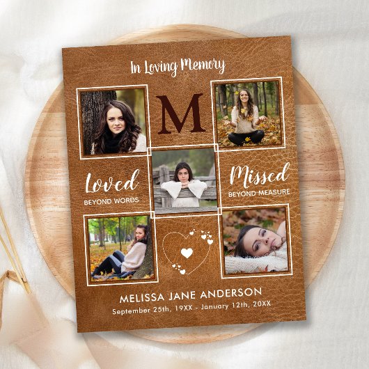 Celebration Life 5 Photo Memorial Merci Cartes