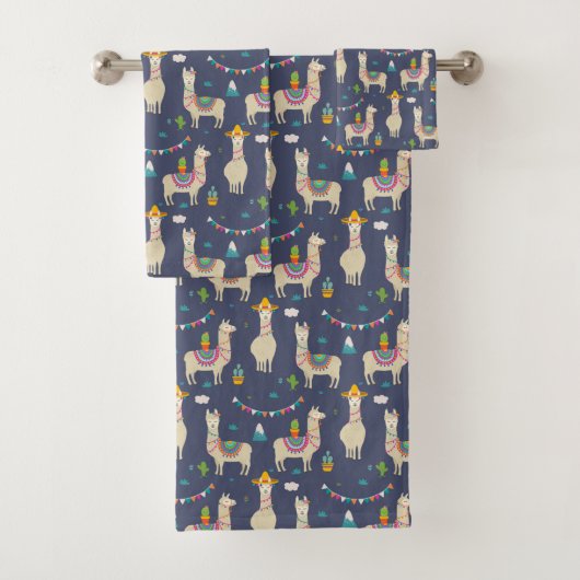 Celebration Llama Pattern Bad Handdoek (Insitu)