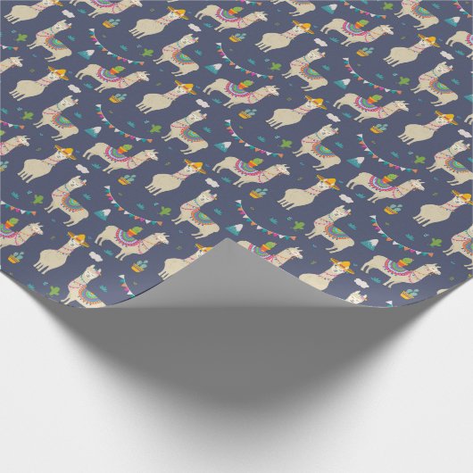 Celebration Llama Pattern Cadeaupapier (Hoek)