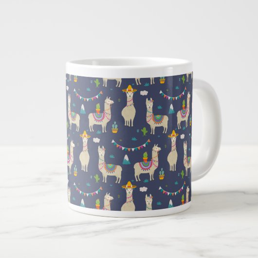 Celebration Llama Pattern Extra Grote Beker (Voorkant rechts)
