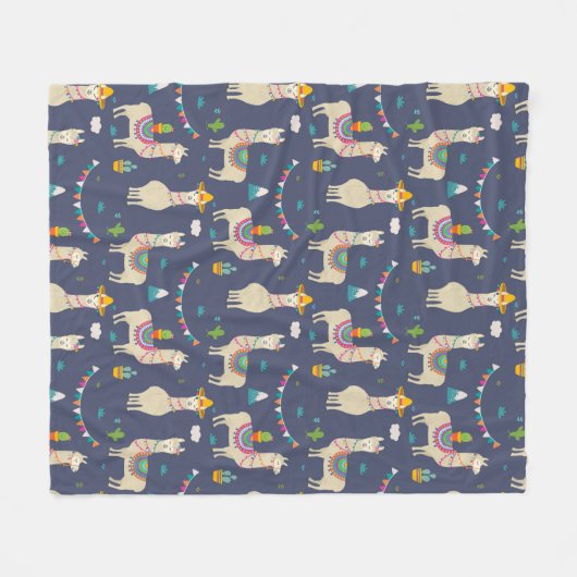 Celebration Llama Pattern Fleece Deken (Voorkant (Horizontaal))