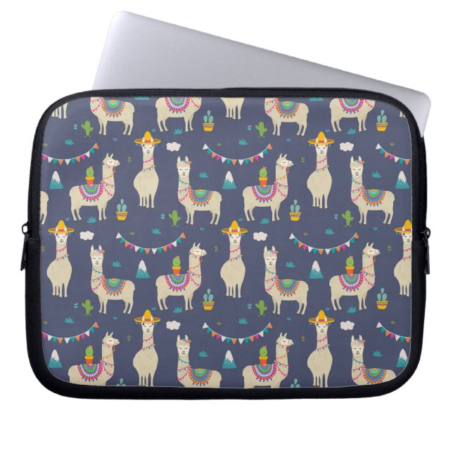 Celebration Llama Pattern Laptop Sleeve (Voorkant)