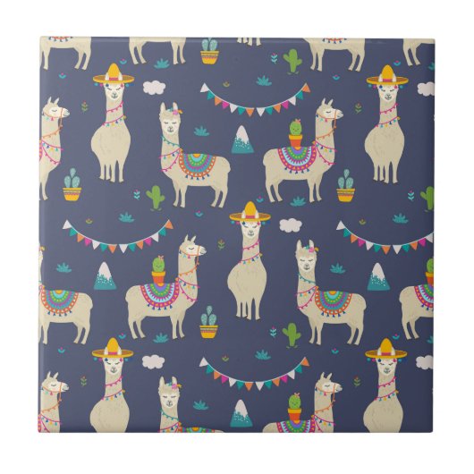 Celebration Llama Pattern Tegeltje (Voorkant)