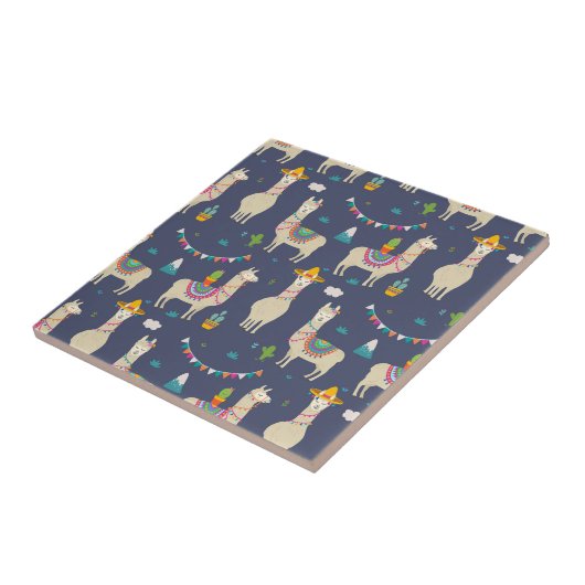 Celebration Llama Pattern Tegeltje (Zijkant)