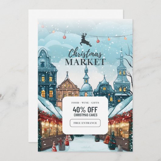 "Célébration Magique : Carte d'invitation de Noël (Devant / Derrière)