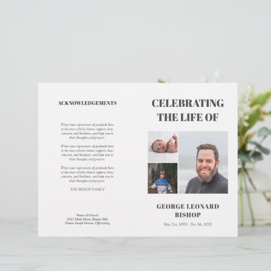 Célébration minimale de la vie Programme funéraire (Debout devant)