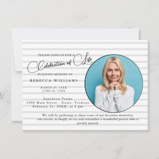 Célébration minime de la vie Invitation (Devant)