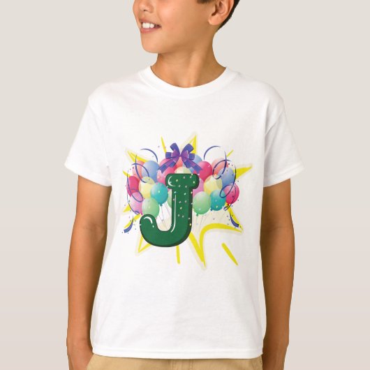 Celebration Monogram Letter J with Balloons T-shirt (Voorkant)