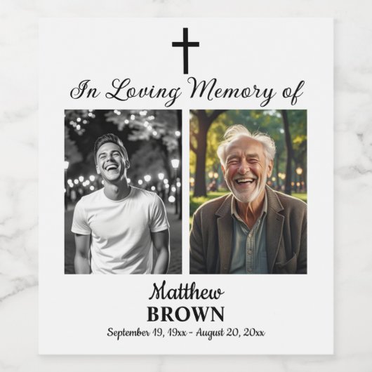 Celebration Of Life 2 Photos Funeral White Wijn Etiket (Enkel label)